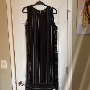 Vince Camuto Black and White Striped Midi Dress